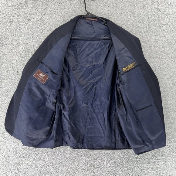 Hickey Freeman Loro Piana Tasmanian Jacket Men 44R Super 150’s Blue Stripe READ - Picture 3 of 15